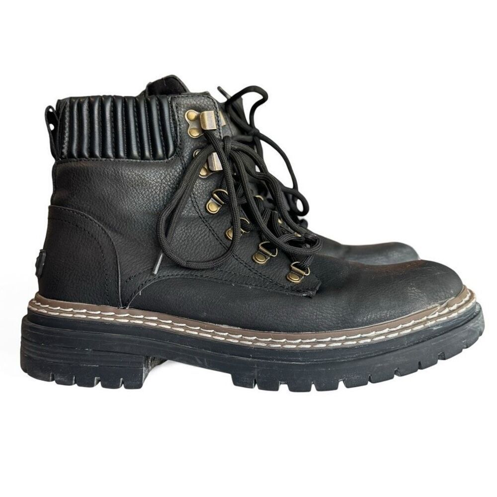 Nautica Leralynn Women's Black Lace-Up Combat Boots Size 7.5